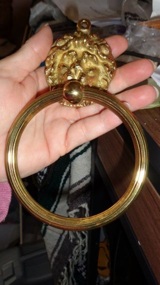 Old Brass Bronze Lion Head Door Knocker