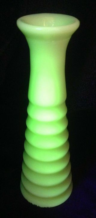 Art Deco Uranium Glass Bud Vase Jadite Jadeite Green Glass