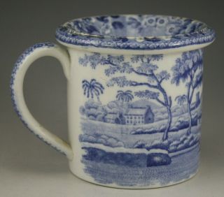 Antique Pottery Pearlware Blue Transfer Copeland Spode Tower Spitttoon 1850 3