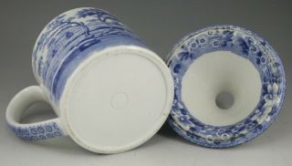 Antique Pottery Pearlware Blue Transfer Copeland Spode Tower Spitttoon 1850 4