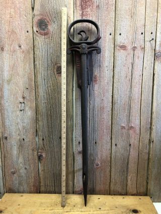 Vintage Antique Nellis Hay Spear Harpoon Barn Tool - Primitive Farm Tool