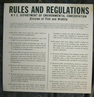 Vtg Fishing Conservation Metal Sign Fish Wildlife Rules And Regulations