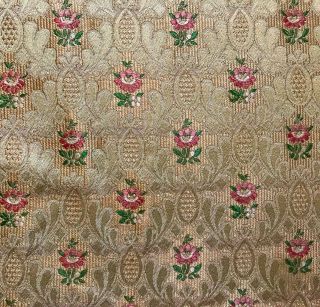 19th Century French Silk Brocade,  Small Scale Roses,  Ref Projects 369