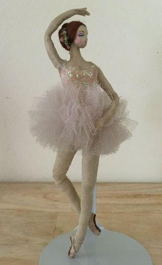 Vintage Ballerina Doll Hand Crafted And Painted Exquisite Detail 6 1/2 "