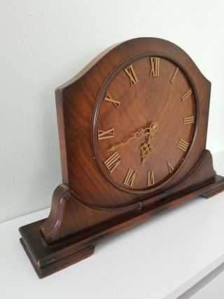 vintage art deco english dark oak SMITHS ENFIELD mantle clock/ 3