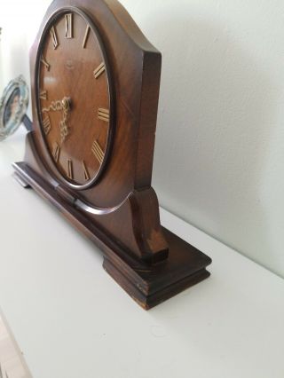 vintage art deco english dark oak SMITHS ENFIELD mantle clock/ 4