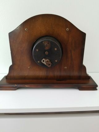 vintage art deco english dark oak SMITHS ENFIELD mantle clock/ 5