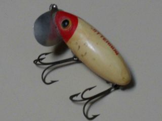 Vintage Fred Arbogast Jitterbug Bass Pike Musky Fishing Lure Crankbait Red/White 2