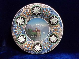 An Antique Thoune Majolica Painted Wall Plate,  Signed.