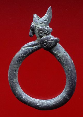 Ancient Bronze Shiva Lingam Ring Angkor Wat Khmer Thai Amulet Size 8 Us