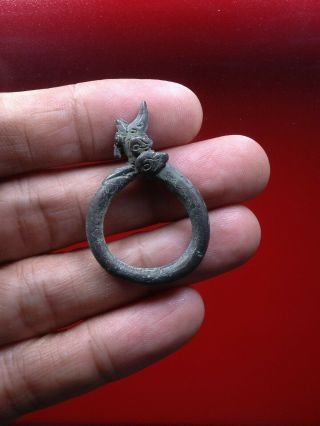 Ancient Bronze Shiva Lingam Ring Angkor Wat Khmer Thai Amulet Size 8 US 4