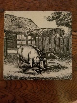 Pig And Cow Minton William Wise Black And Tan Tile