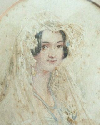 Antique Early Georgian Watercolour Portrait.  In Oval Frame. .  Ref.  1840