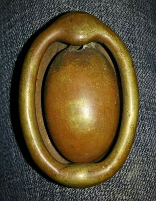 Antique Small Brass Door Knocker Unique Oval