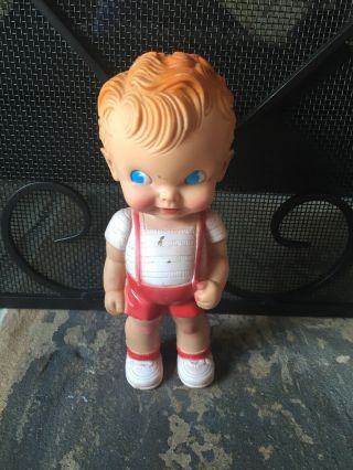 Vintage Sun Rubber Co Ruth E Newton Ny Rubber Boy Squeak Doll Red Shorts Toy