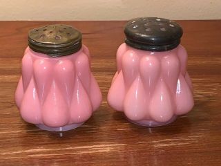 Consolidated Pink Satin Cased Salt And Pepper Shakers Pattern 1894 - 1900