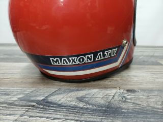 Vintage Maxon Red Helmet With Visor & Face Shield A.  T.  V.  Blue & White Striped sm 5