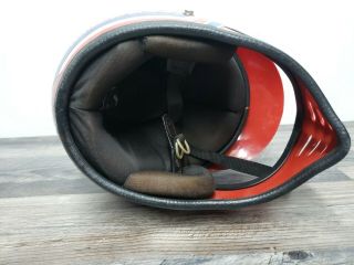 Vintage Maxon Red Helmet With Visor & Face Shield A.  T.  V.  Blue & White Striped sm 7
