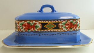 Antique China Porcelain Empire Ware Ep Co.  Butter Dish Cheese Floral Painted