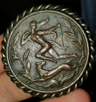 Unusual Antique/vintage Brooch - Naked Woman Running With A Hound