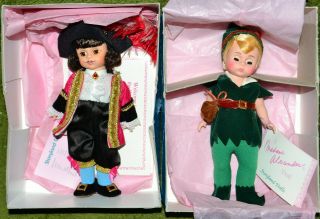 Vintage Madame Alexander 8 " Dolls Peter Pan 465 & Captain Hook 470 In Boxes