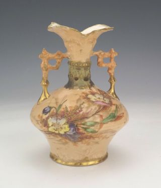 Antique Ernst Wahliss Porcelain - Pierced Flower Painted Vase - Art Nouveau