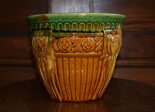 Antique Vtg Weller Art Pottery,  Arts And Crafts Style Blended Glaze Jardiniere