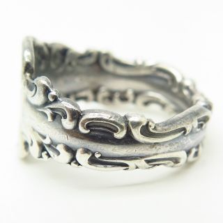 Antique 1891 Victorian Sterling Silver Ornate Design Spoon Ring Size 8.  5 3