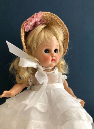 Vintage Vogue Slw Ginny Doll In A 1957 Tagged White Lace Dress