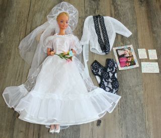 Vintage Bride Barbie Doll 1966 Mattel White Wedding Dress Veil Nighty