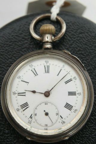 . 800 Silver Antique Billodes F.  R.  Pocket Watch 15 Rubis Pin Set Ligne Droite
