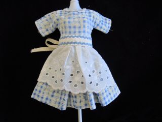 Vintage Blue Checked Dress With Apron 4 Little Miss Revlon Star Burst Snap