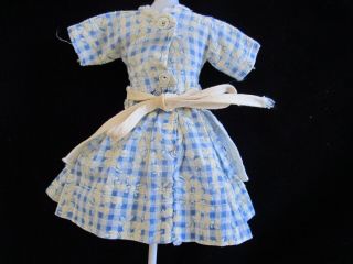 Vintage Blue Checked Dress with Apron 4 Little Miss Revlon Star Burst Snap 2