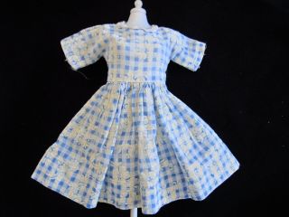 Vintage Blue Checked Dress with Apron 4 Little Miss Revlon Star Burst Snap 3