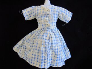 Vintage Blue Checked Dress with Apron 4 Little Miss Revlon Star Burst Snap 4