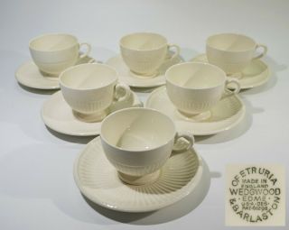 6 Antique Wedgwood Of Etruria & Barlaston Edme Pattern Cups & Saucers.