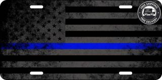 Aluminum Police Thin Blue Line Patriotic Faded Flag Vanity License Plate