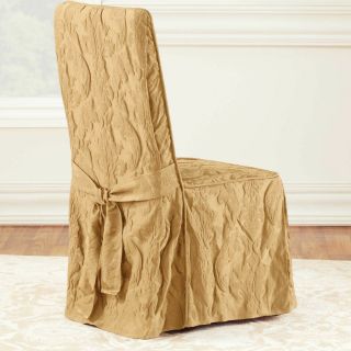 Sure Fit Matelasse Damask Long Dining Chair Slipcover Antique Gold