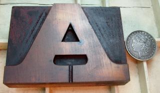 Wide antique wood type letterpress upper case A.  Awesome antique letter 2