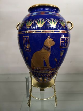 Franklin The Golden Vase Of Bast Porcelain Vase With Brass Stand Egyptian
