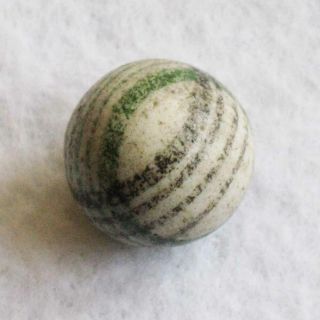 Antique Lined China Marble Helix Porcelain Clay Green Black 5/8 " -