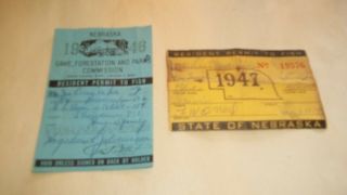 1946 And 1947 Nebraska Resident Fishing Licenses