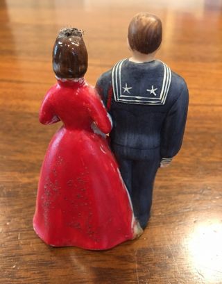 Vintage Bride and Groom Wedding Cake Topper - A Sailor and His Bride 2