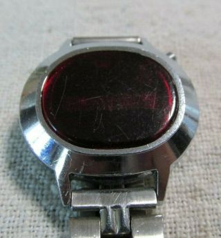Vintage Retro Timeband Women ' s Watch Bright Red LED Digital Watch Silvertone HTF 2