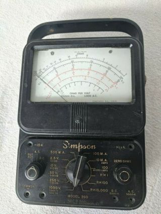 Vintage Simpson Model 260 Volt Ohm Meter Tester Multi - Meter