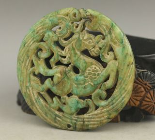 Old Chinese natural jade hand - carved horse and dragon pendant 3