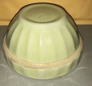Antique 6 Yellow Ware Mixing Bowl With Green Overlay Rare 3” Tall Fluted