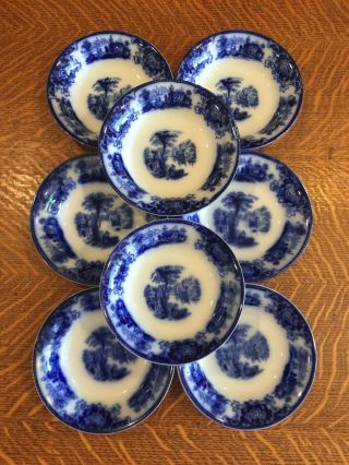 Set Of 8 Hard To Find Grindley Flow Blue Shanghai Antique China 5 7/8 " Bowls