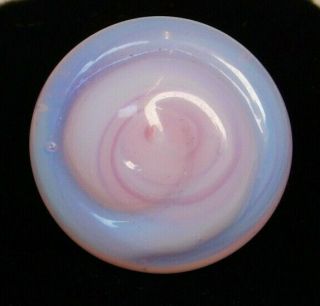 Antique Vtg Button Opaque Ice Pink And White Candy Swirl Glass 3/4 B10