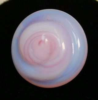 Antique Vtg BUTTON Opaque Ice Pink and White Candy Swirl Glass 3/4 B10 2